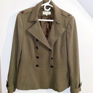 Army-green Calvin Klein double-breasted jacket
